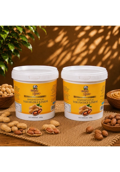 Adress Fındık Şekersiz Doğal Yer Fıstığı Ezmesi 2 x 1 KG