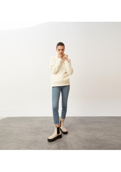 Nors Vanir Basic Yarım Fermuarlı Polar Sweatshirt Ekru 001