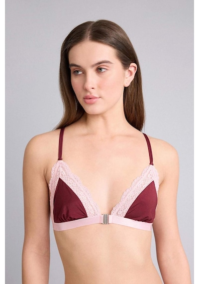Defacto Dantel Detaylı Saten Kapsız Pedsiz Balensiz Bralet G1139ax26spbr205 Bordo-br205