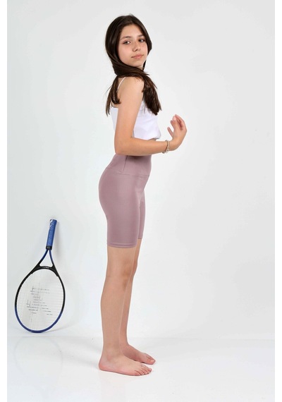 Erdem Kıds Kız Çocuk Yüksek Bel, Biker, Casual, Koşu, Yürüyüş, Spor, Egzersiz, Fittness, Kısa Tayt Lila Lila