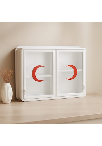 Çelik Aynalı Ecza Dolabı 2 Kapaklı Cam Renkli