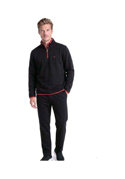 Pierre Cardin 6162 Erkek Uzun Kollu Quarter Zip Eşofman Takımı-siyah