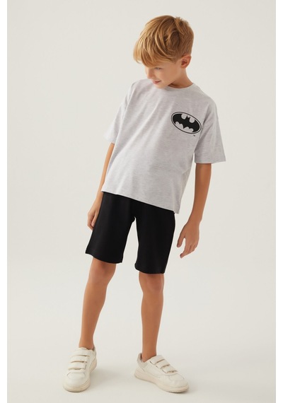 Batman With Emblem Kar Melanj Erkek Çocuk Bermuda Takım 5274-42902 Kar Melanj