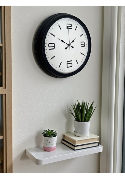 Sade & Şık Siyah 40 Cm Metal Dekoratif Duvar Saati Çok Renkli