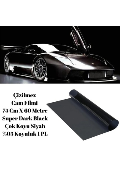 Guard Çizilmez Cam Filmi 75 Cm X 60 Metre Super Dark Black Çok Koyu Siyah %05 Koyuluk 1 PL