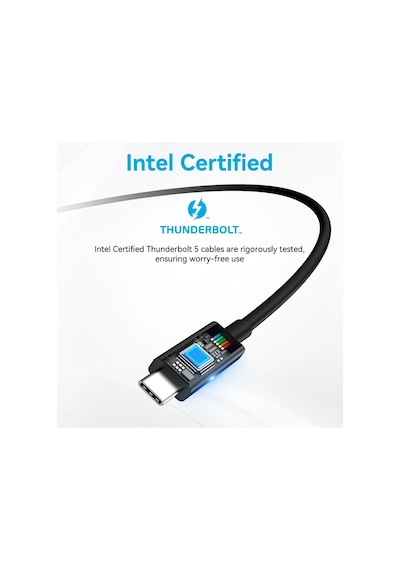 Thunderbolt 5 Type-c Kablo 240w Hızlı Şarj, 120gbps Veri, 16k/8k Görüntü Desteği İntel Sertifikalı Zr1017 1 Adet