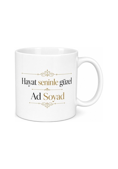 İsme Özel Tasarım Yazılı Kupa Bardak Kişiye Özel Hediye Beyaz / Çok Renkli