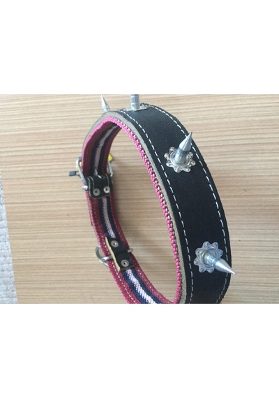 Cado Pet Büyük Irk Çivili Güçlü Çift Katlı Köpek Boyun Tasması Siyah 4 x 77 CM Siyah