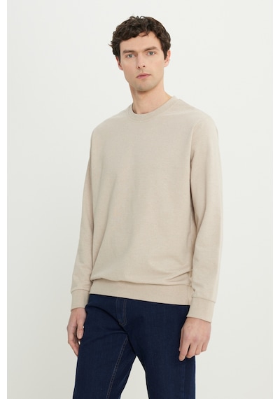 AC&Co / Altınyıldız Classics Erkek Standart Fit Normal Kesim 2 İplik Recycle Pamuklu Bisiklet Yaka Sweatshirt - Bej