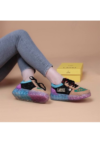 Astra Taşlı Desenli Şeffaf Taban Renkli Kadın Sneaker-renkli Çok Renkli