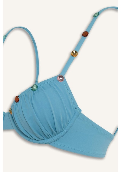 Defacto Lilyrose X Defacto Regular Fıt Bikini Üstü H8841ax26hsbe804 Mavi-be804
