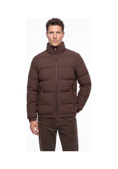 Fabrika F6wm-mnt 2108 Kahve Erkek Dik Yaka Kapitone Slim Fit Mont