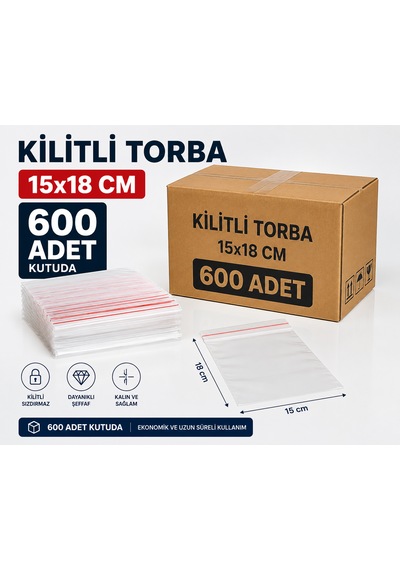 15x18 Cm Kilitli Poşet Kilitli Torba Şeffaf Zipli Torba 600 Adet - Dayanıklı Ve Sızdırmaz