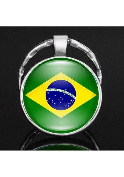 Tamgacrafts Brezilya Brazil Bayrağı Metal Anahtarlık Ülke Temalı Hediyelik Çok Renkli