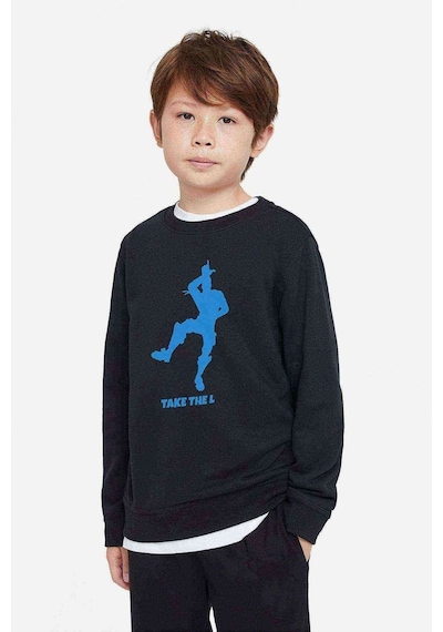 Tshirthane Fortnite Take The L Baskılı Unisex Çocuk Siyah Sweatshirt Siyah