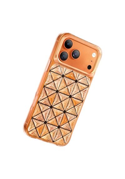 İphone 18 Pro Max Uyumlu Kılıf 3d Buz Blok Desenli Zore Paris Kairo Tpu Kapak Turuncu