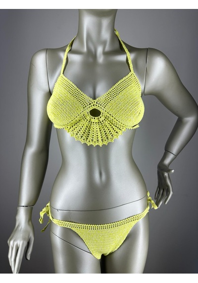 İvita Limon Sarısı Dantel Detaylı Çok Tarz El Yapımı Tığ Örgüsü Bikini