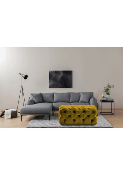 Gazzini Kare Chester Model Kapitoneli Orta Puf- Modern Puf Hardal
