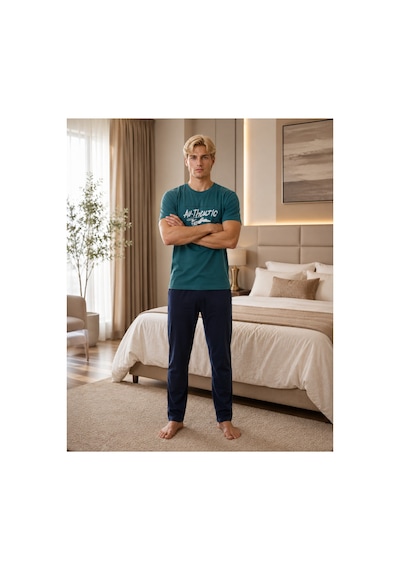 Pijamask Erkek Petrol Yeşili Authentic Baskılı Pamuklu Uzun Pantolonlu Pijama Takımı Rahat Ev Giyim Yeşil Pijamask Erkek Petrol Yeşili Authentic Baskılı Pamuklu Uzun Pantolonlu Pijama Takımı Rahat Ev Giyim Yeşil