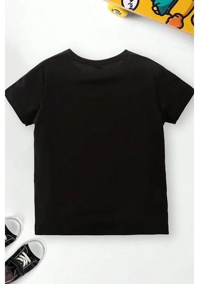 Uyguntarz Çocuk Seren Dipity Baskılı Pamuklu Tshirt Siyah