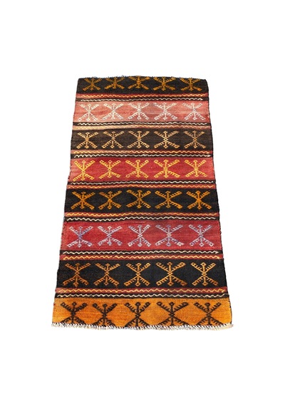 El Dokuması Kök Boya Cicim Kilimi 57x110 Renkli %100 Yün Kilim