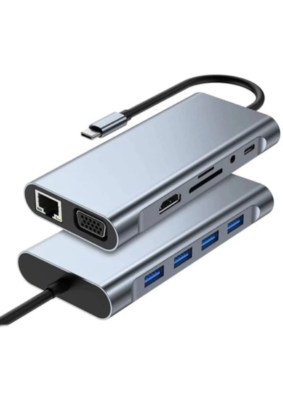 Go İthalat 8in1 Type-c Çoklayıcı Hub Hdmı 4k Usb 3.0 Sd Tf Kart Rj45 Ethernet Dönüştürücü Adaptör