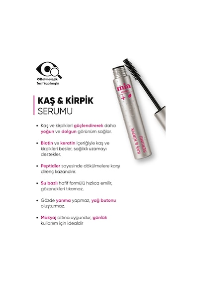 Mia Klinika Su Bazlı Güçlendirici Keratin ve Biotin İçeren Besleyici Kaş Ve Kirpik Serumu 6 ML