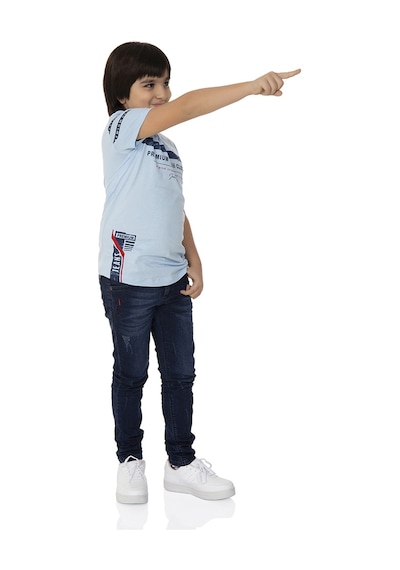 Toontoy Kids Toontoy Erkek Çocuk T-shirt Ön Ve Kol Baskı Mavi