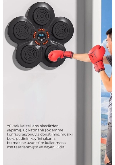 Müzikli Duvar Boks Padi Darbe Sensörlü Antrenman Pedi Led Işıklı Eğlenceli Boks Oyuncağı