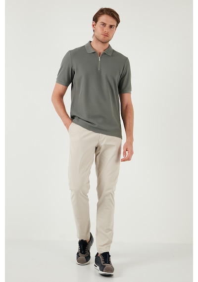 Buratti Pamuklu Regular Fit Fermuarlı Erkek Polo Yaka T Shirt 5902434 Açık Haki