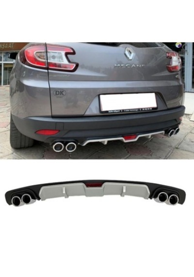 Megane 3 Gri Boyalı 4 Egzoz Görünümlü Difüzör Üniversal Plastik
