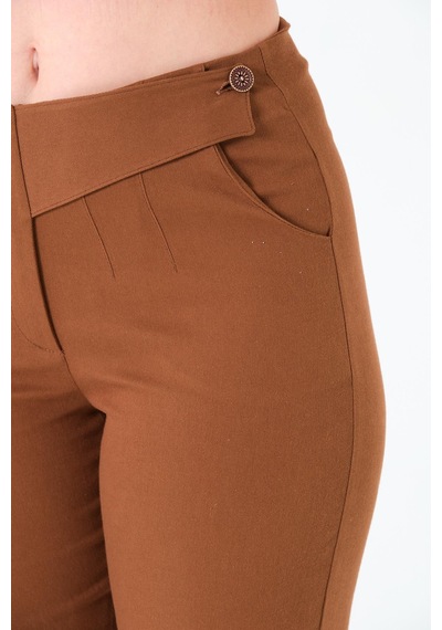 Sortie Collection Tek Düğmeli Gabardin Pantalon Kahverengi