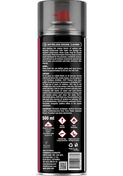İkonwax Susuz Motor Temizleme Spreyi 500 Ml Profesyonel Motor Bakımı