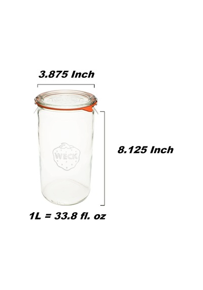 Weck Kavanoz 974 - Büyük Saklama Kapasiteli 1,5 L Cam Kavanozlar - Hava Geçirmez Kapaklı Kavanozlar Dekapaj İçin Uy Diğer