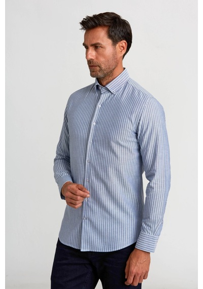 Bisse Bisse Spor Gömlek Modern Fit U. Kol Paşa Yaka Düğmeli Oxford Çizgili Spor Lacivert Gmczg1622300205 D39 Lacivert