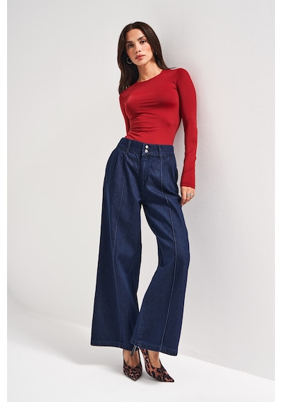 Itsbasic Kadın İndigo Renk 7w5-50 Wide Leg Fit İç Boy 74cm Bol Kesim Viskon Kumaş Kemer Detaylı Denim Jean Itsbasic Kadın İndigo Renk 7w5-50 Wide Leg Fit İç Boy 74cm Bol Kesim Viskon Kumaş Kemer Detaylı Denim Jean