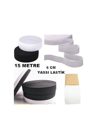 Çamaşır Don Etek Bel Paça Bebe Lastiği Yassı Yumuşak Bel Lastik 15 Metre Siyah-6 Cm