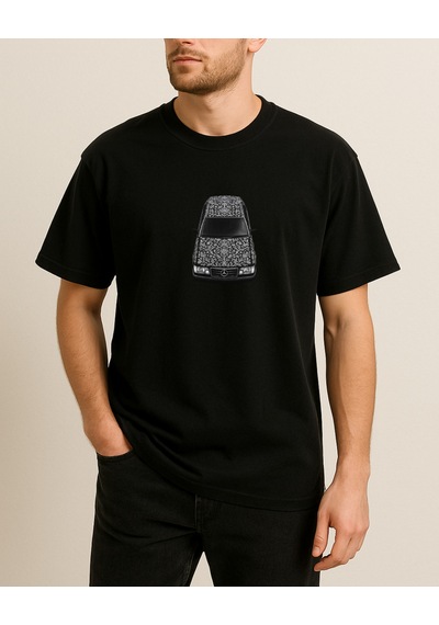 Etnik W124 Baskılı T-shirt Siyah