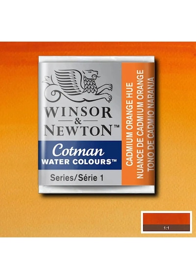 Winsor & Newton Cotman Yarım Tablet Sulu Boya 090 Cadmium Orange Hue Çok Renkli