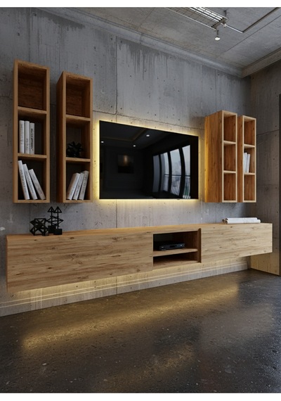 Resital Ledli Duvara Monte Tv Sehpası - Çam - W6004-6 Çam