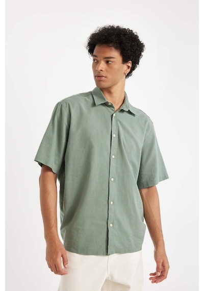 DeFacto Relax Fit Yazlık Poplin Kısa Kollu Gömlek D8352AX24HSGN1107