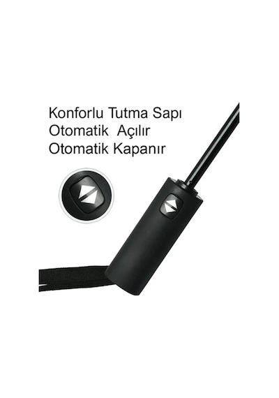 Beluga Tam Otomatik Uv Korumalı Şemsiye Tek Tuşla Aç / Kapat Siyah Siyah