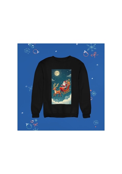Stil X Yeni Yıl Baskılı Unısex Çocuk Sweatshırt, Chrıstmas Temalı Siyah-3