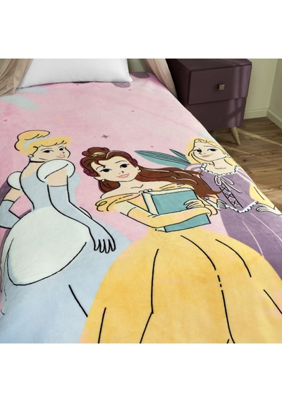 Taç Disney Princesses Fun And Bold Çizgi Film Karakteri Pamuk-polyester Karışım Battaniye, Pembe, Mavi, Mor, Sarı, Tek Kişilik 36 Derece Üstü