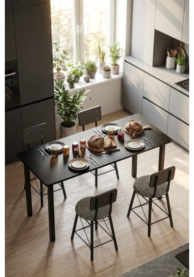60/140 Antrasit Yemek Masası, Bilgisayar Masası Oyuncu Masası 9001 Siyah