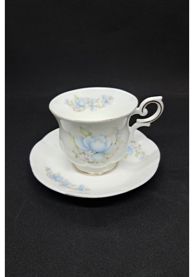 Fine Bone China Mavi Satsuma Desenli Vintage Çay Fincanı