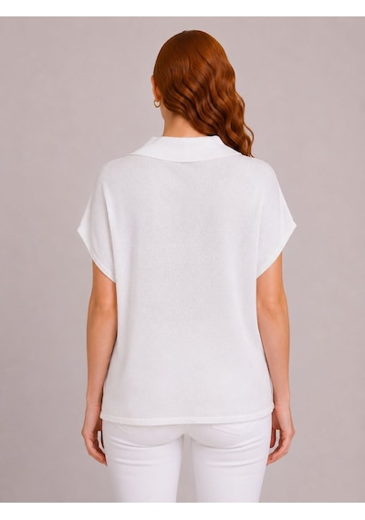 Neden Tekstil Kadın Beyaz Relaxed Fit Triko Kısa Kollu T-shirt