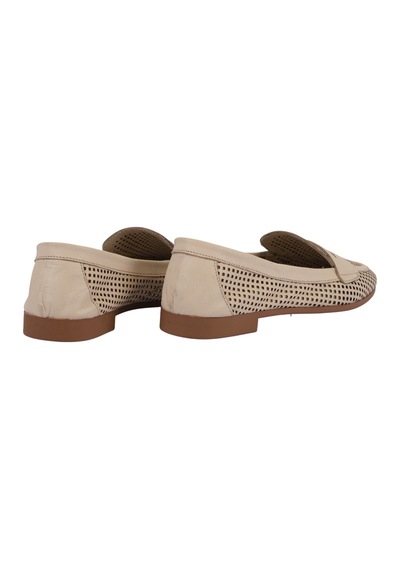 Napa Shoes Kadın Hakiki Deri Delikli Comfort Taban Kadın Babet Napa-aes22201 Krem