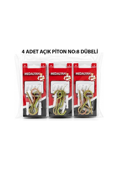 Medalyan Dl-28 Açık Piton Dübelli - 21x100 Mm 4 Adet- 12'li Paket