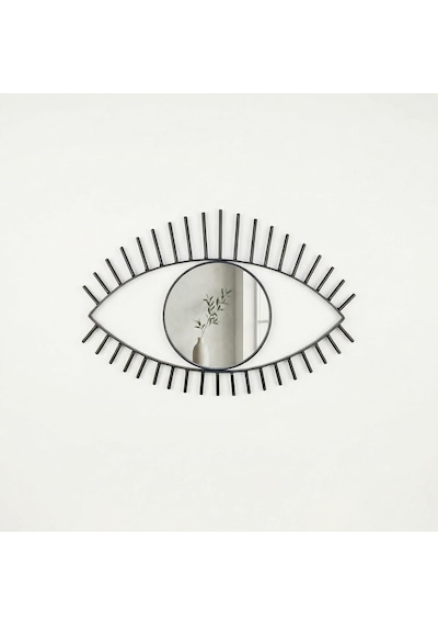 Tara Göz Ayna - Metal Çerçeveli 22 Cm Büyük Duvar Aynası Siyah Diğer